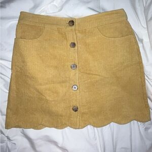 Mustard Corduroy Button-Front Women's Skirt